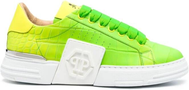 Philipp Plein hexagonal-logo leather sneakers Green