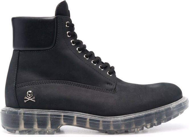 Philipp Plein Hunter lace-up leather boots Black