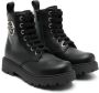 Philipp Plein Junior hexagon logo leather boots Black - Thumbnail 1