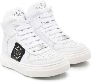 Philipp Plein Junior logo-patch high-top sneakers White