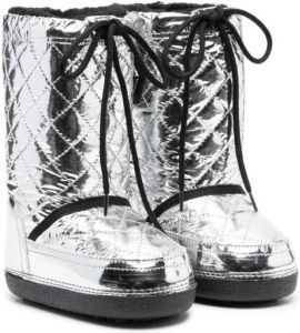 Philipp Plein Junior metallic-finish snow boots Silver