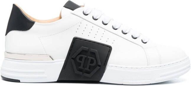 Philipp Plein leather logo-patch sneakers White