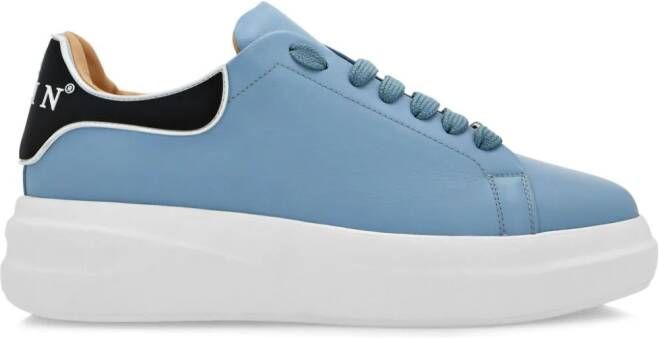 Philipp Plein leather low-top sneakers Blue