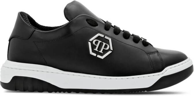 Philipp Plein logo-appliqué leather sneakers Black