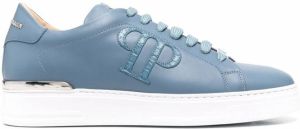 Philipp Plein logo-patch leather sneakers Blue