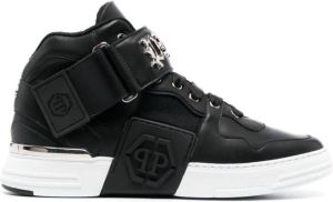 Philipp Plein logo-plaque leather high-top sneakers Black