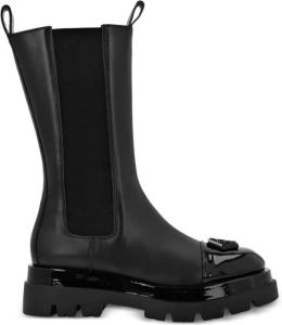 Philipp Plein logo-plaque leather midi boots Black