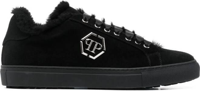 Philipp Plein logo-plaque leather sneakers Black