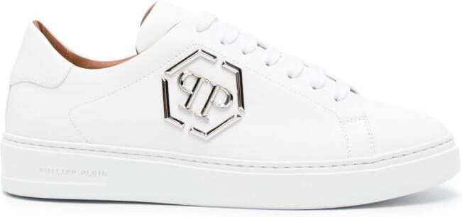 Philipp Plein logo-plaque leather sneakers White