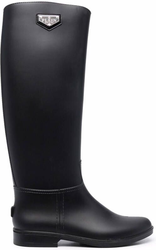 Philipp Plein logo wellington boots Black