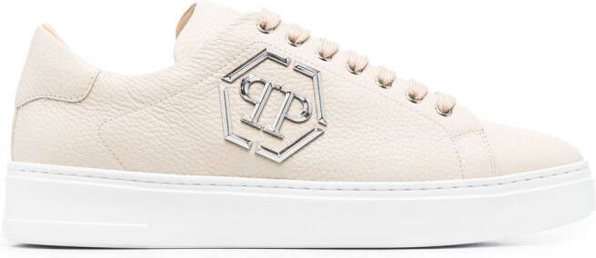 Philipp Plein low-top leather sneakers Neutrals