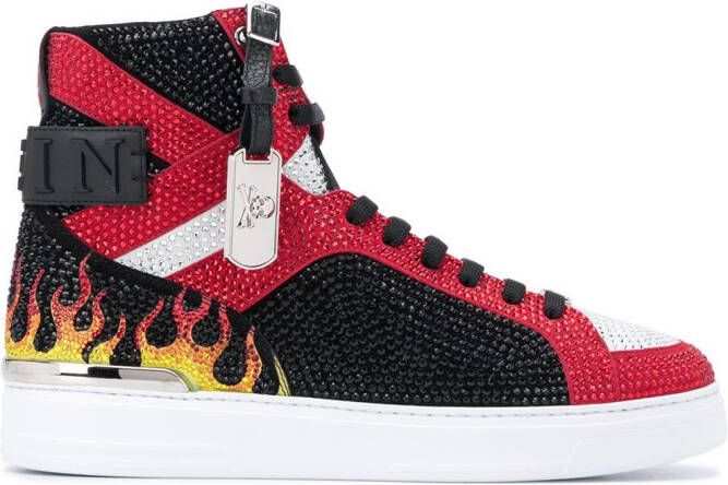 Philipp Plein Money Beast crystal flame sneakers Black