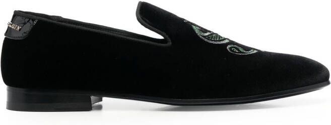 Philipp Plein Money velvet loafers Black
