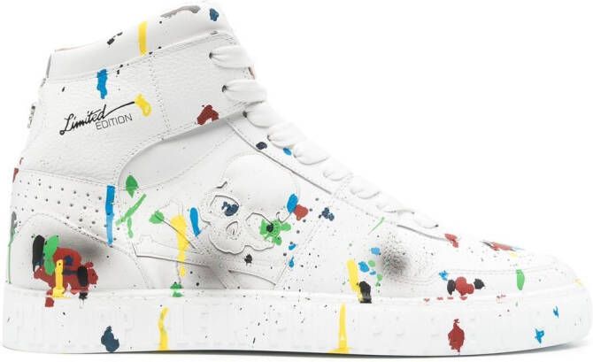 Philipp Plein painted high-top sneakers White