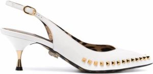 Philipp Plein patent leather décolleté studded heels White