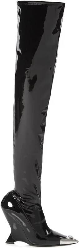 Philipp Plein patent-leather over-knee boots Black