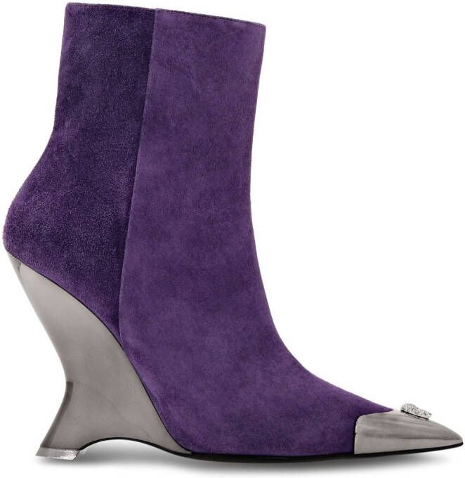 Philipp Plein pointed-toe suede ankle boots Purple