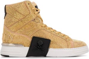 Philipp Plein rhinestone-embellished high-top sneakers Gold