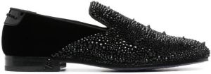 Philipp Plein rhinestone-embellished velvet loafers Black