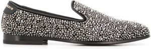Philipp Plein rhinestone studded loafers Silver