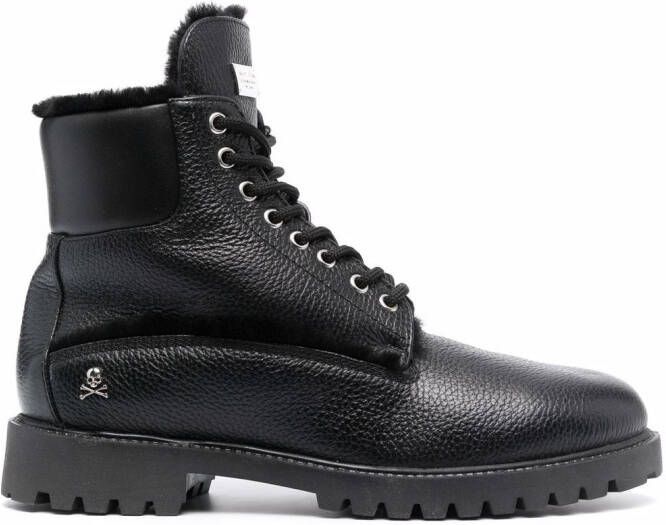 Philipp Plein shearling-lined lace-up boots Black