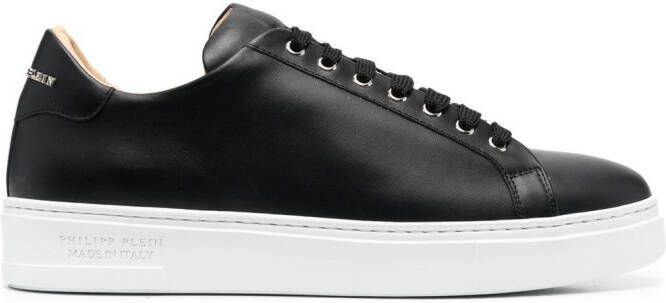 Philipp Plein Skull and Plein low-top leather sneakers Black