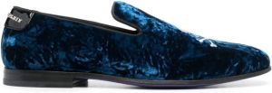 Philipp Plein skull-appliqué slippers Blue