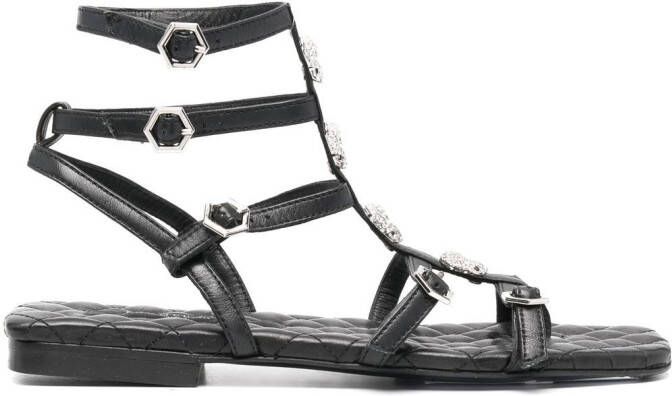 Philipp Plein Skull crystal-embellished flat sandals Black