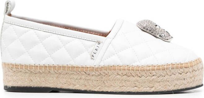 Philipp Plein skull-embellishment quilted espadrilles White