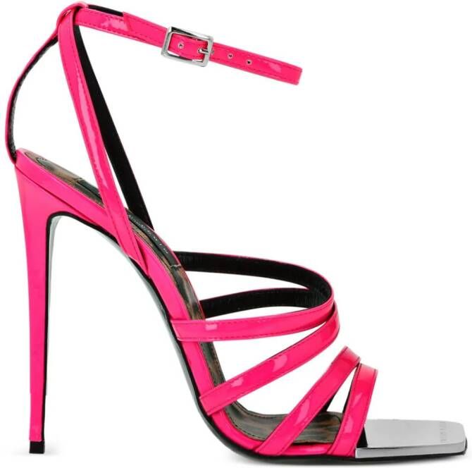 Philipp Plein square-toe patent leather sandals Pink