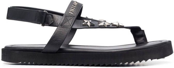 Philipp Plein star stud embellishment sandals Black
