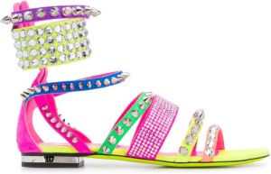 Philipp Plein studded colour-block sandals Pink