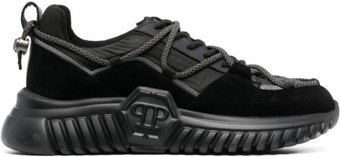 Philipp Plein suede-panelling low-top sneakers Black