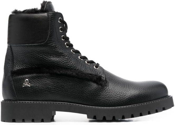 Philipp Plein The Hunter shearling lined leather boots Black