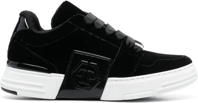 Philipp Plein tonal-logo velvet low-top sneakers Black