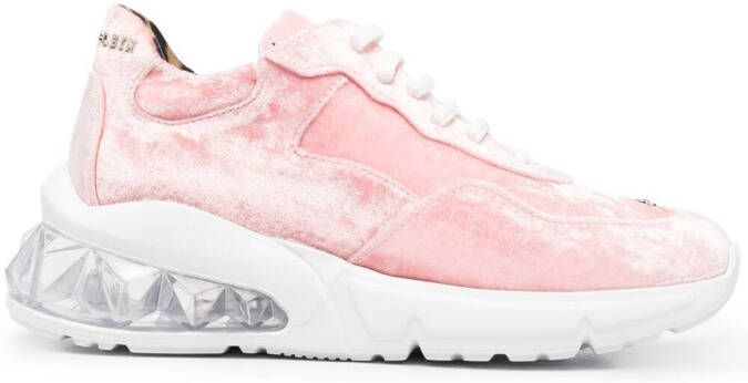 Philipp Plein velvet low-top sneakers Pink