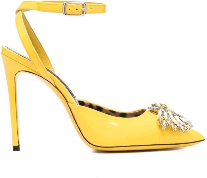 Philipp Plein vernice 110mm crystal-embellished pumps Yellow