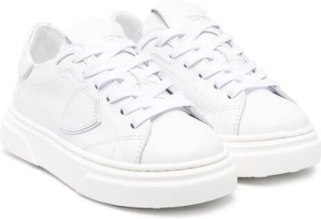 Philippe Model Kids embossed-logo patch leather sneakers White
