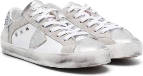 Philippe Model Kids Paris panelled leather sneakers White