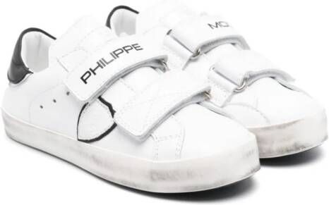 Philippe Model Kids Paris touch-strap leather sneakers White