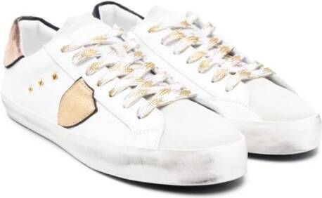 Philippe Model Kids suede-panel leather sneakers White