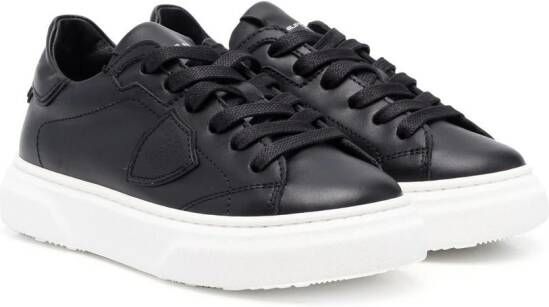 Philippe Model Kids TEEN logo-patch leather sneakers Black