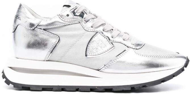 Philippe Model Paris leather-panelled low-top sneakers Silver