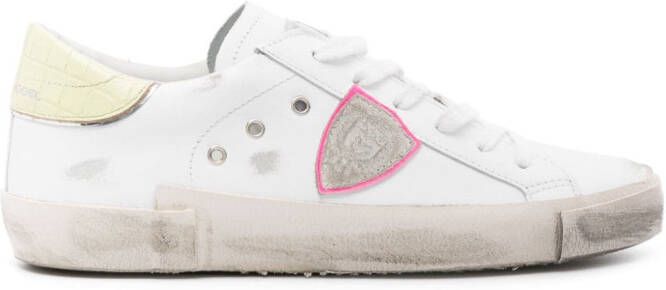Philippe Model Paris logo-patch distressed leather sneakers White