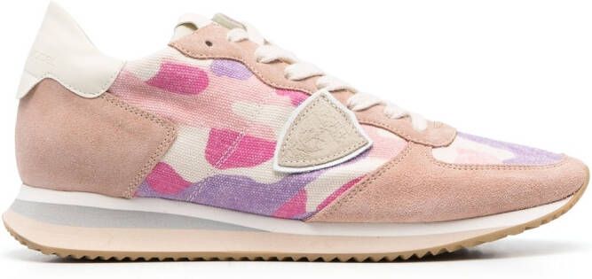 Philippe Model Paris logo-patch suede sneakers Pink