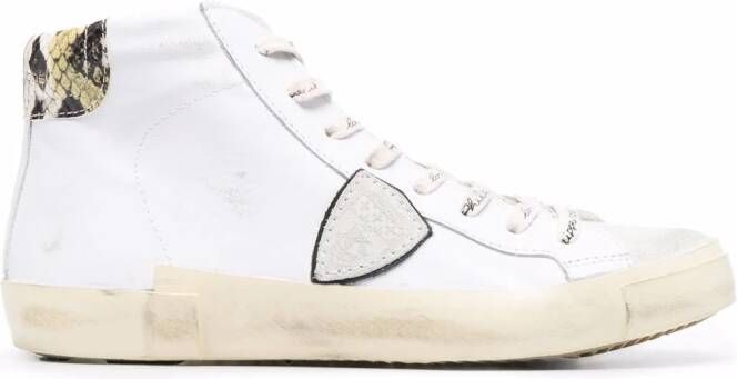 Philippe Model Paris PRSX calfskin snakeskin-effect sneakers White