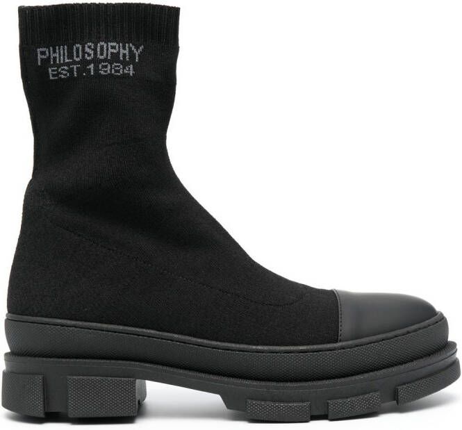 Philosophy Di Lorenzo Serafini logo-knit sock boots Black