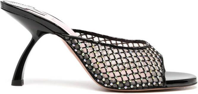 Pīferi Tiana crystal mesh mules Black