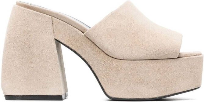 PINKO 125mm chunky suede mules Neutrals
