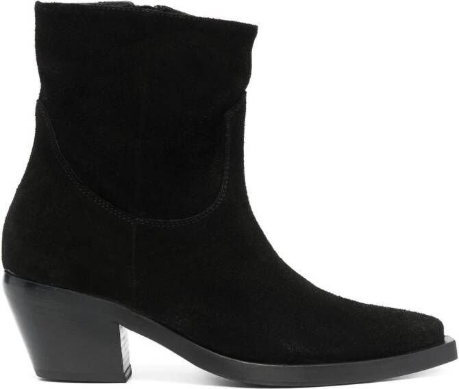 PINKO 55mm pointy-toe suede boots Black